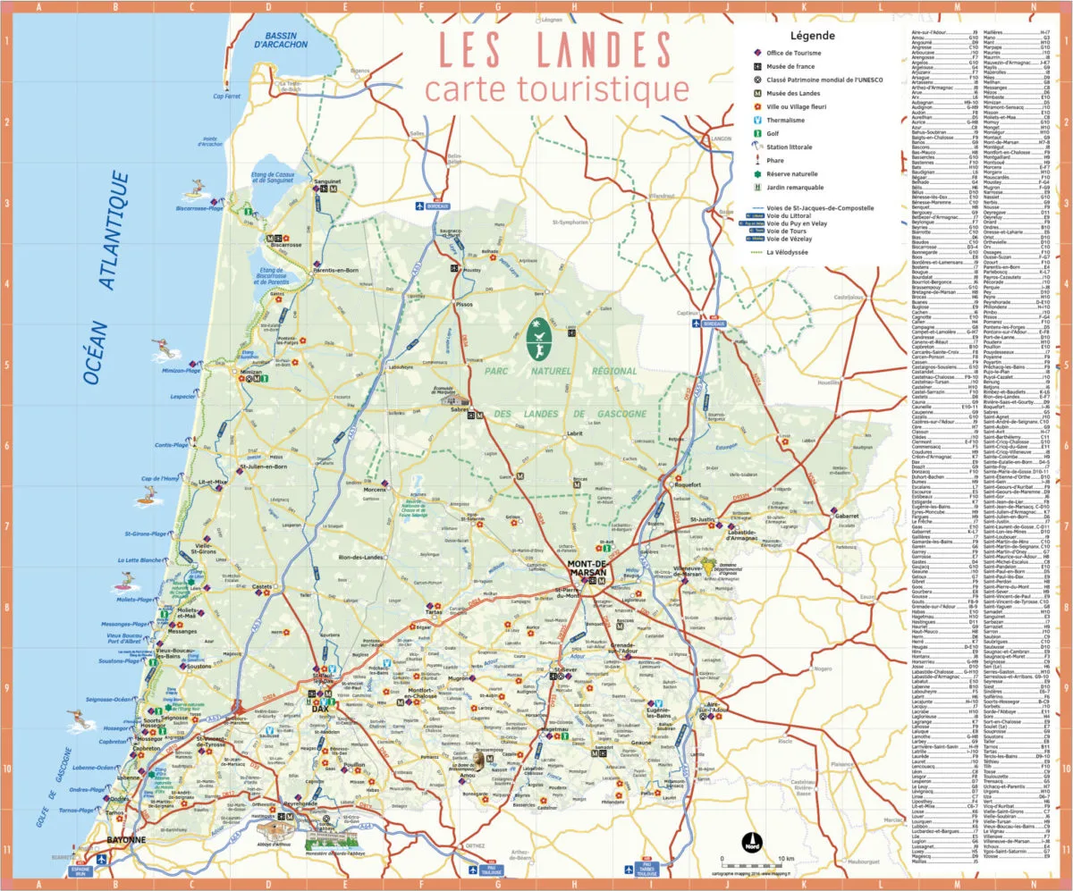 Carte touristique des Landes
