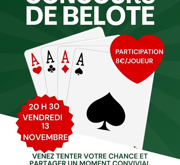 Affiche Évènement Concours de Belote Moderne Illustré Noir Rouge – 1