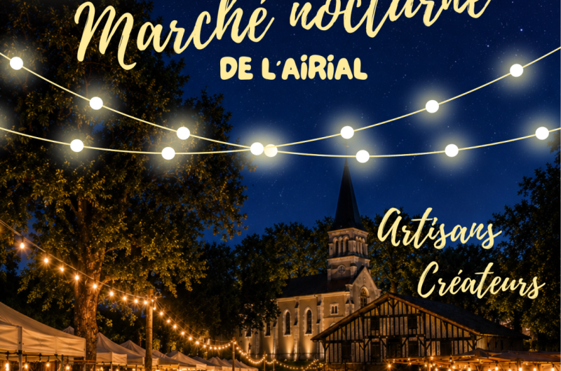 Affiche marchés nocturne estival illustration moderne et simple blanc – 1