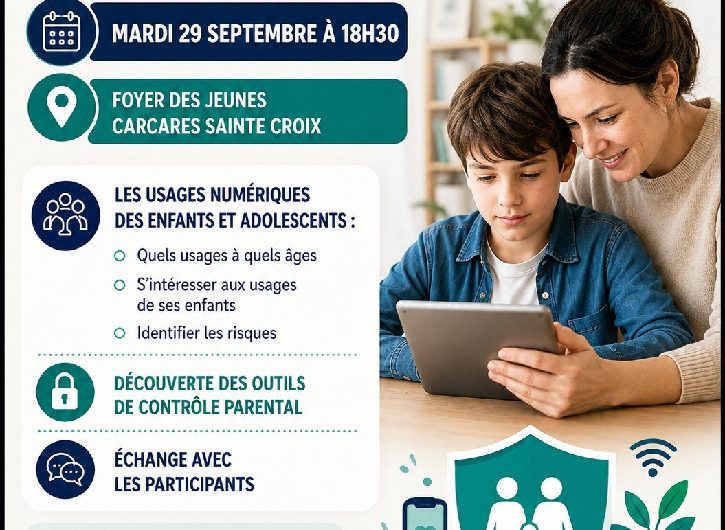 Affiche réunion parentalité et numérique Carcarès