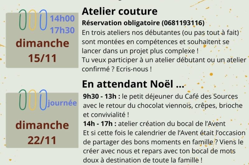 Animations café des sources NOV