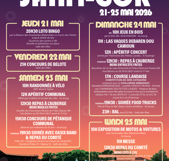 St Gor – Fêtes – 21 au 25 Mai