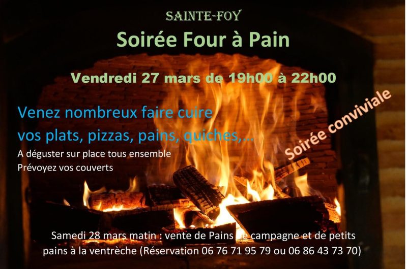 Ste Foy – Soirée four à pain – 27 Mars