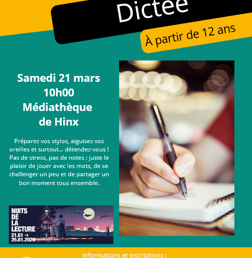dictée 21 MARS médiathèque Hinx